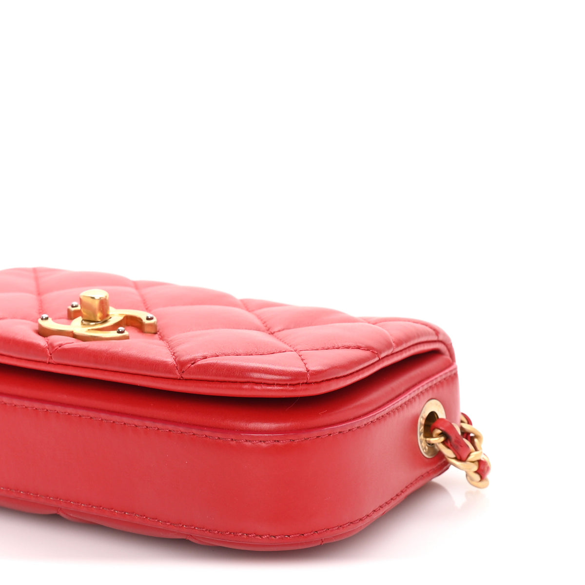 Chanel Calfskin Quilted Mini Nailed CC Flap Bag Red 9 of 9