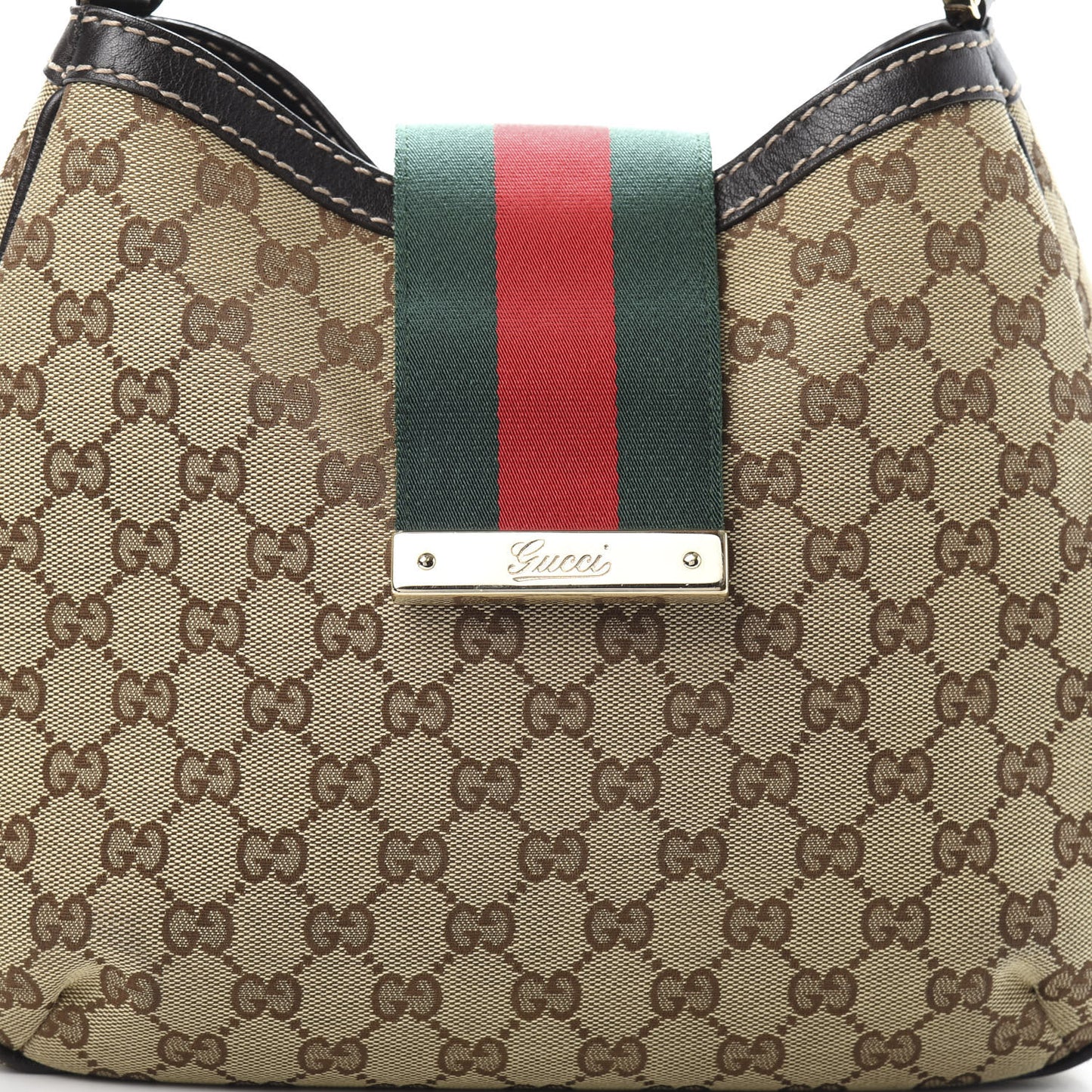 Monogram Medium New Ladies Web Hobo Dark Brown