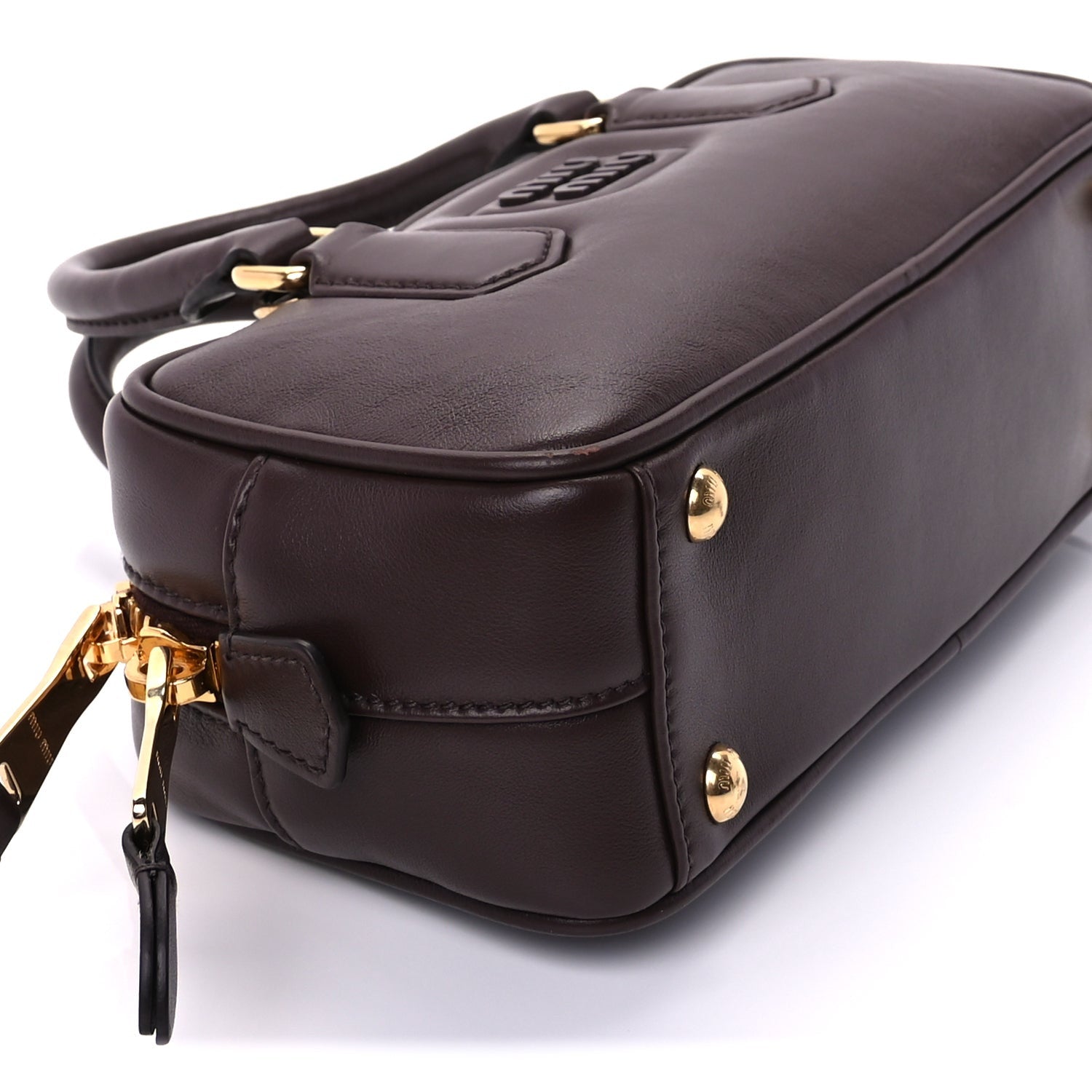 Miu Miu Calfskin Regular Arcadie Top Handle Bag Briarwood 7 of 8