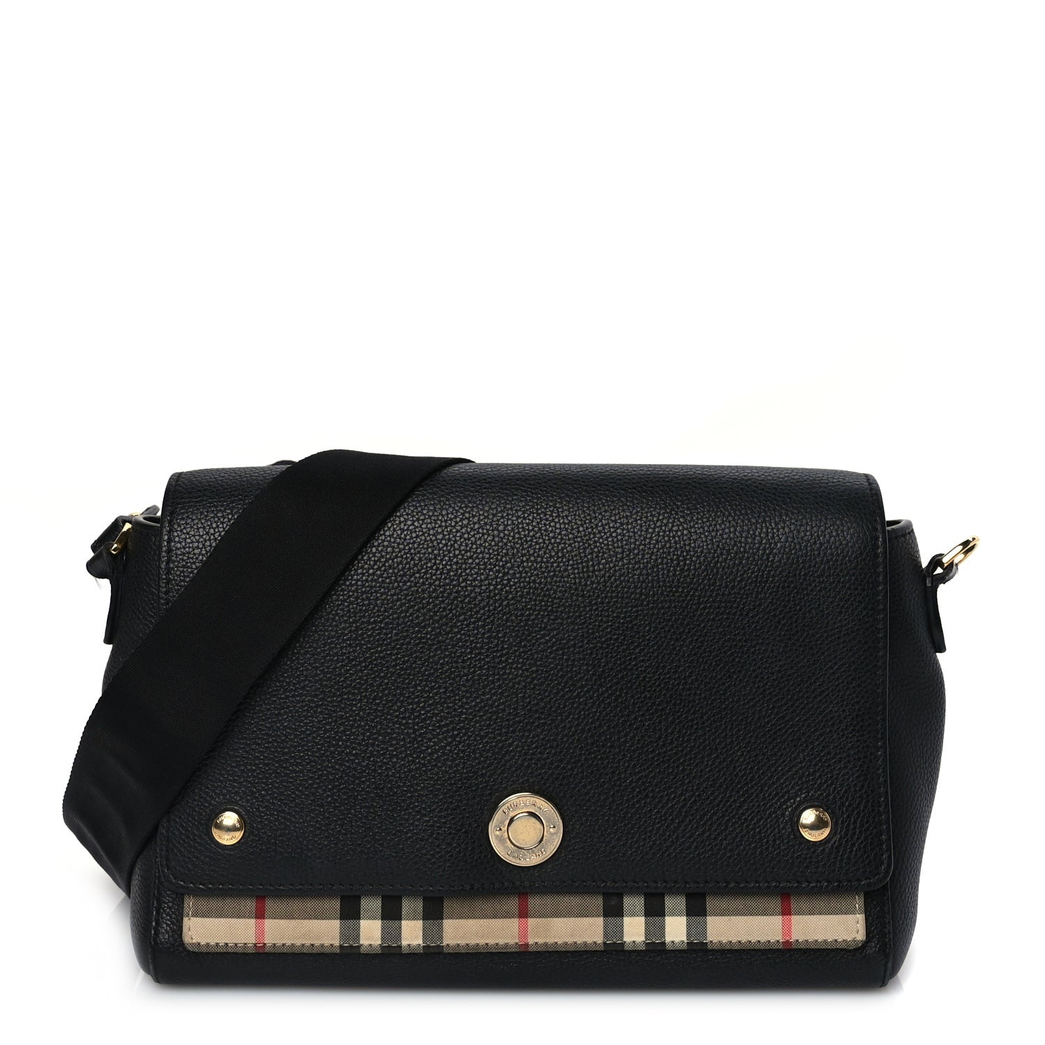 Burberry Grainy Calfskin Vintage Check Note Crossbody Bag Black 1 of 9