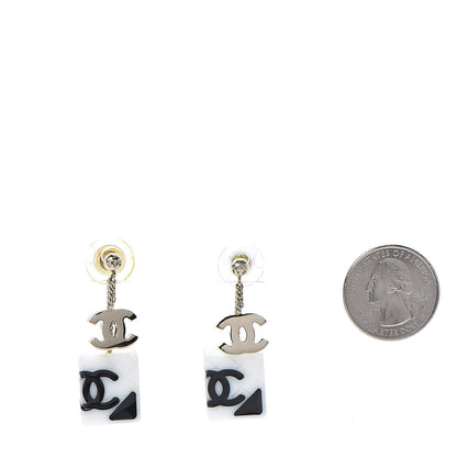 Chanel CC Cambon Drop Earrings White Black Gold 2 of 5