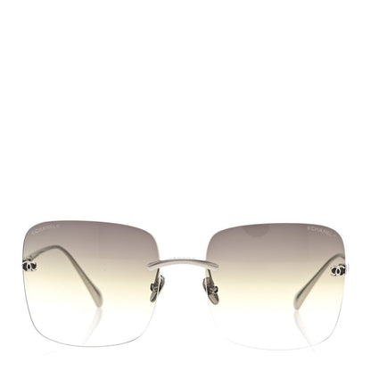 Chanel Titanium Rimless Square Sunglasses 4287-T Silver 2 of 7