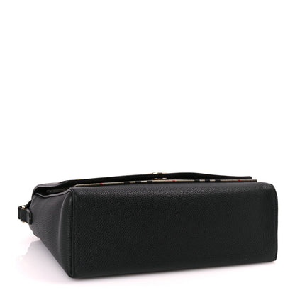 Burberry Coated Canvas Calfskin Vintage Check Medium Note Crossbody Bag Black 3 of 8
