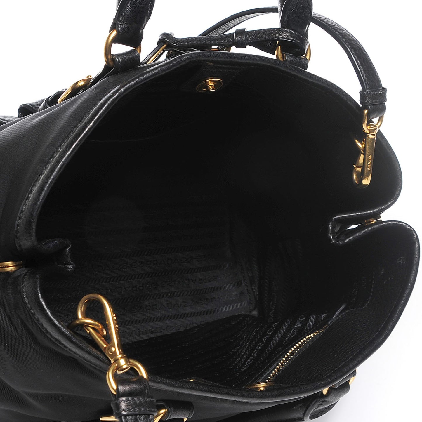 Vitello Daino Tessuto Nylon Tote Nero Black