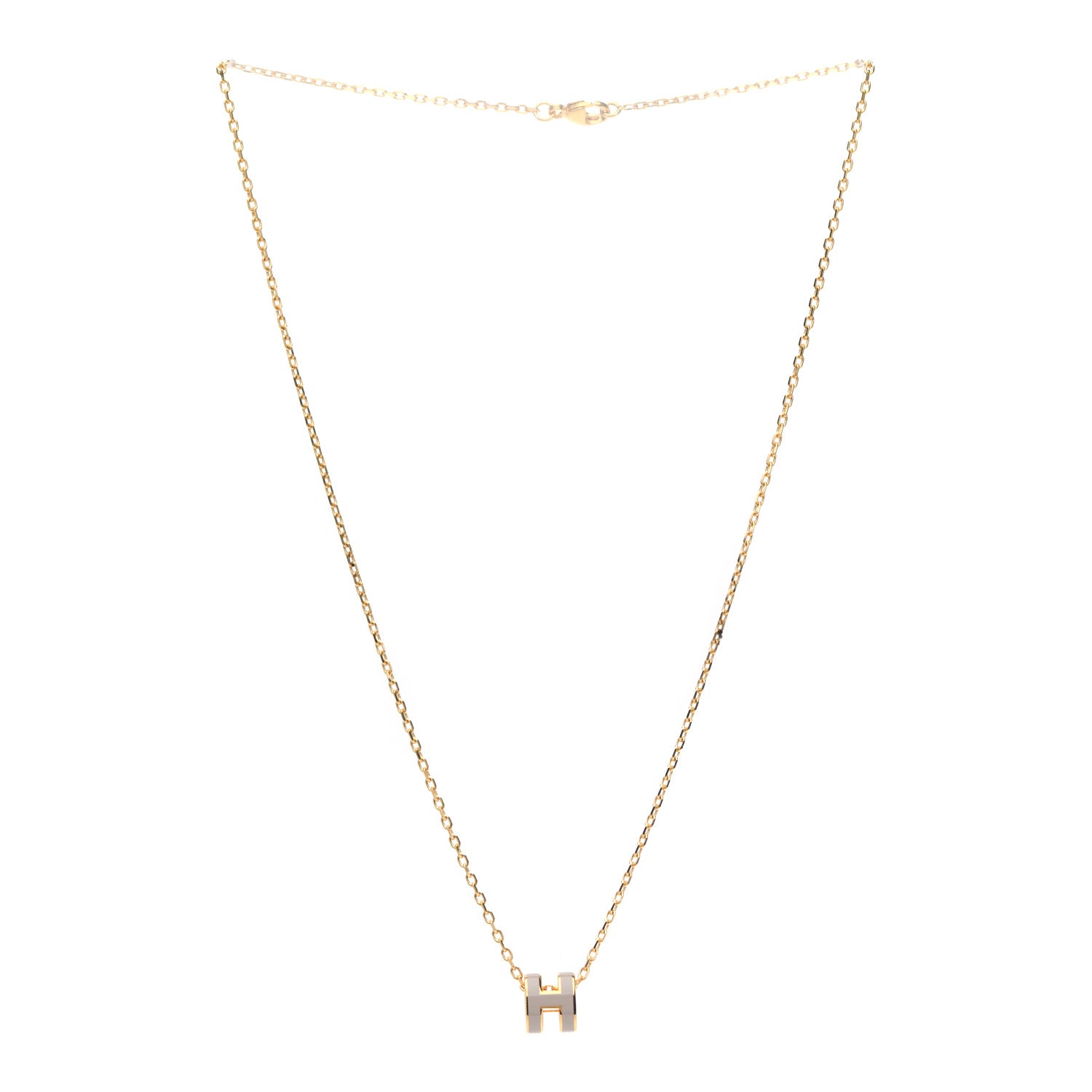 Hermes Lacquered Gold Mini Pop H Pendant Necklace Marron Glace 3 of 7