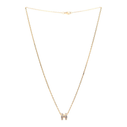 Hermes Lacquered Gold Mini Pop H Pendant Necklace Marron Glace 3 of 7