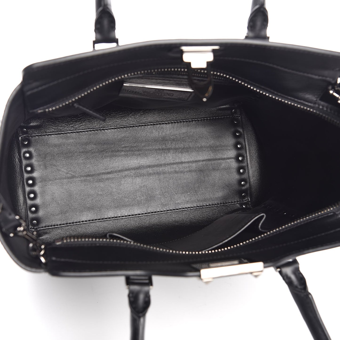 Vitello Rockstud Double Handle Tote Black