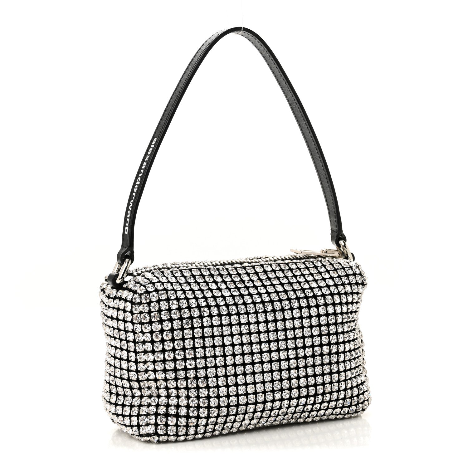 Alexander Wang Mesh Crystal Rhinestone Mini Heiress Pouch Black Silver 3 of 10