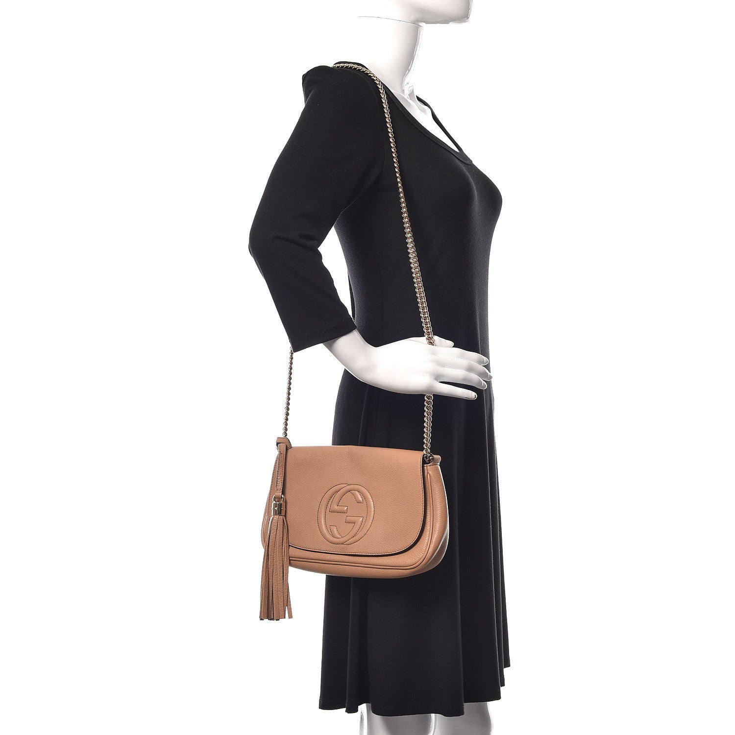 Gucci Pebbled Calfskin Medium Soho Flap Crossbody Camelia 2 of 9