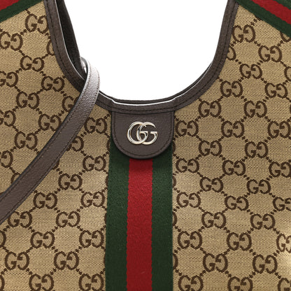 Gucci Monogram Web Small Giglio Tote Beige Dark Brown 8 of 11