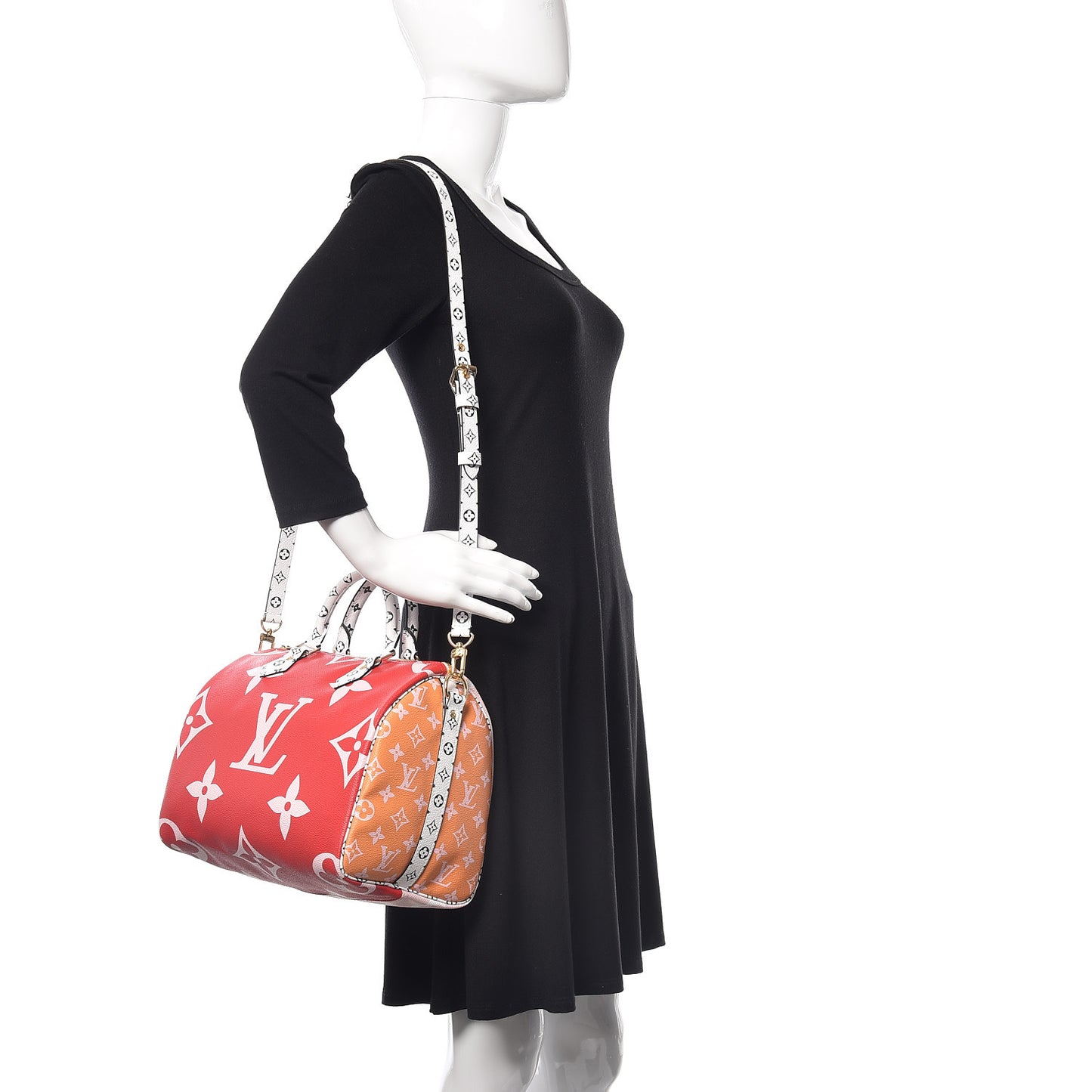 Monogram Giant Speedy Bandouliere 30 Rouge