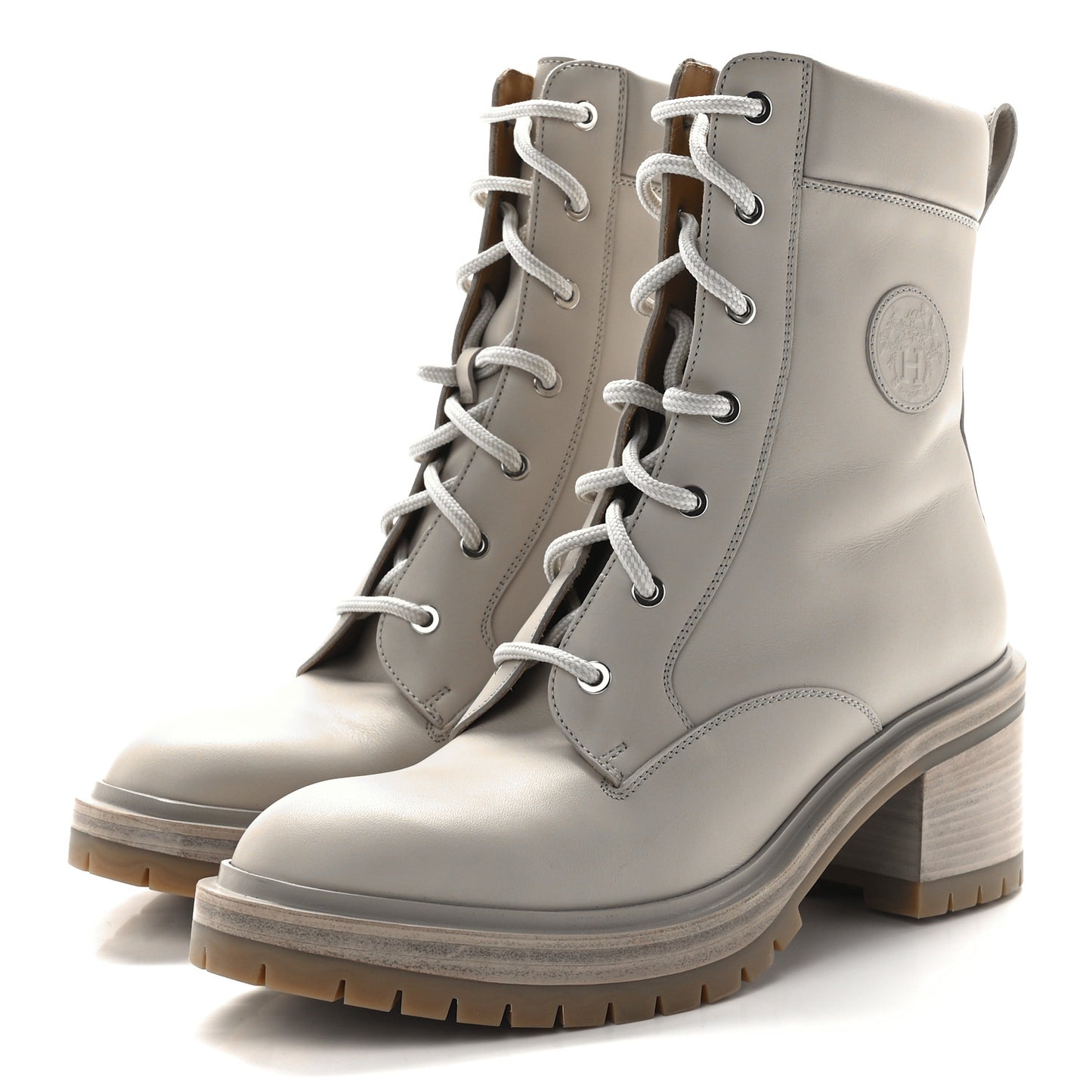 Calfskin Bridge Ankle Boots 40 Beige Grege