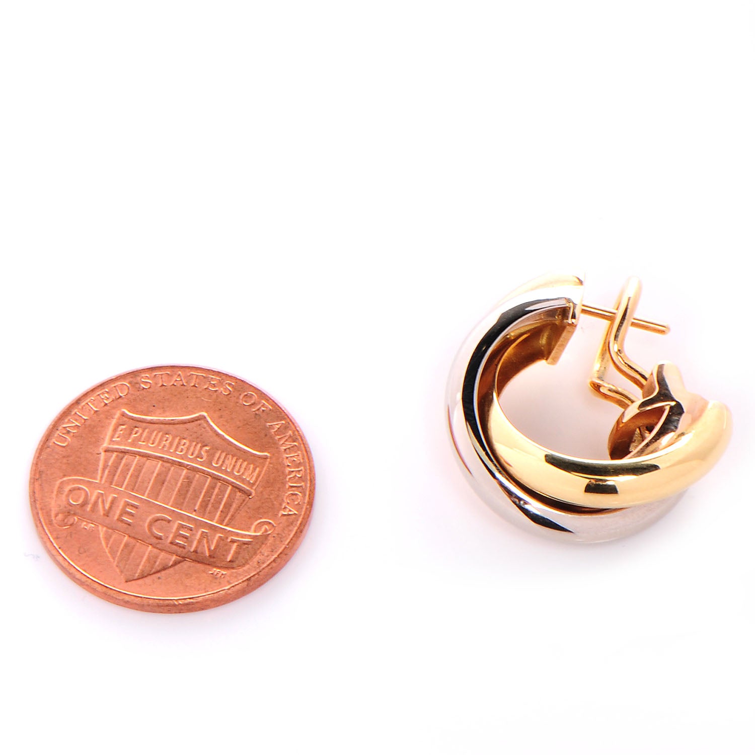 Cartier 18K Pink Yellow White Gold Small Trinity Earrings 2 of 9