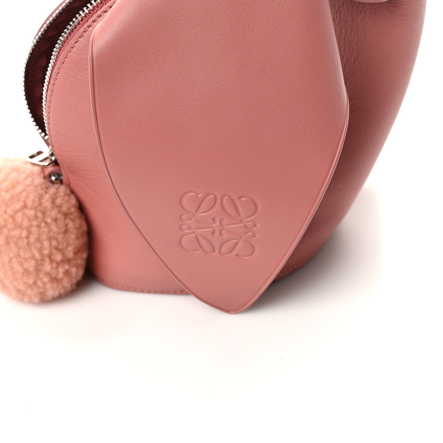 Calfskin Shearling Small Bunny Shoulder Bag Peach Bloom