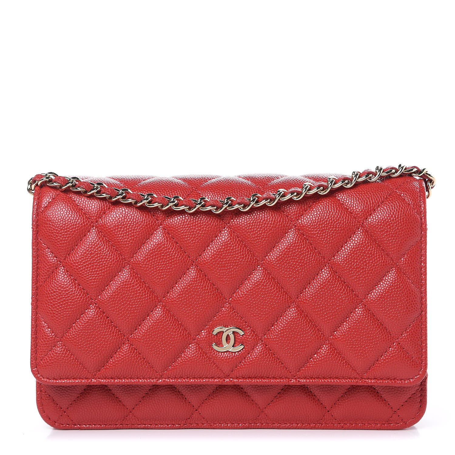 Chanel Caviar Quilted Wallet on Chain WOC Red 1 of 11