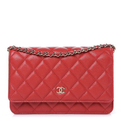 Chanel Caviar Quilted Wallet on Chain WOC Red 1 of 11
