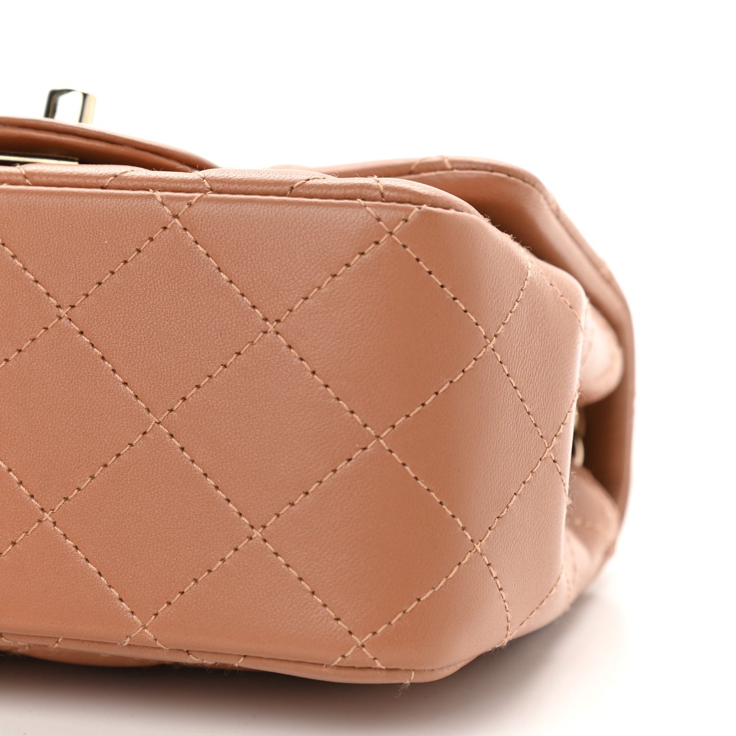 Lambskin Quilted Mini Square Flap Brown