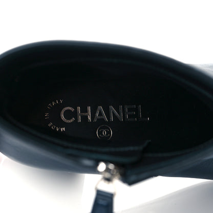 Chanel Lambskin Cap Toe Ankle Boots 38.5 Navy Black 9 of 10