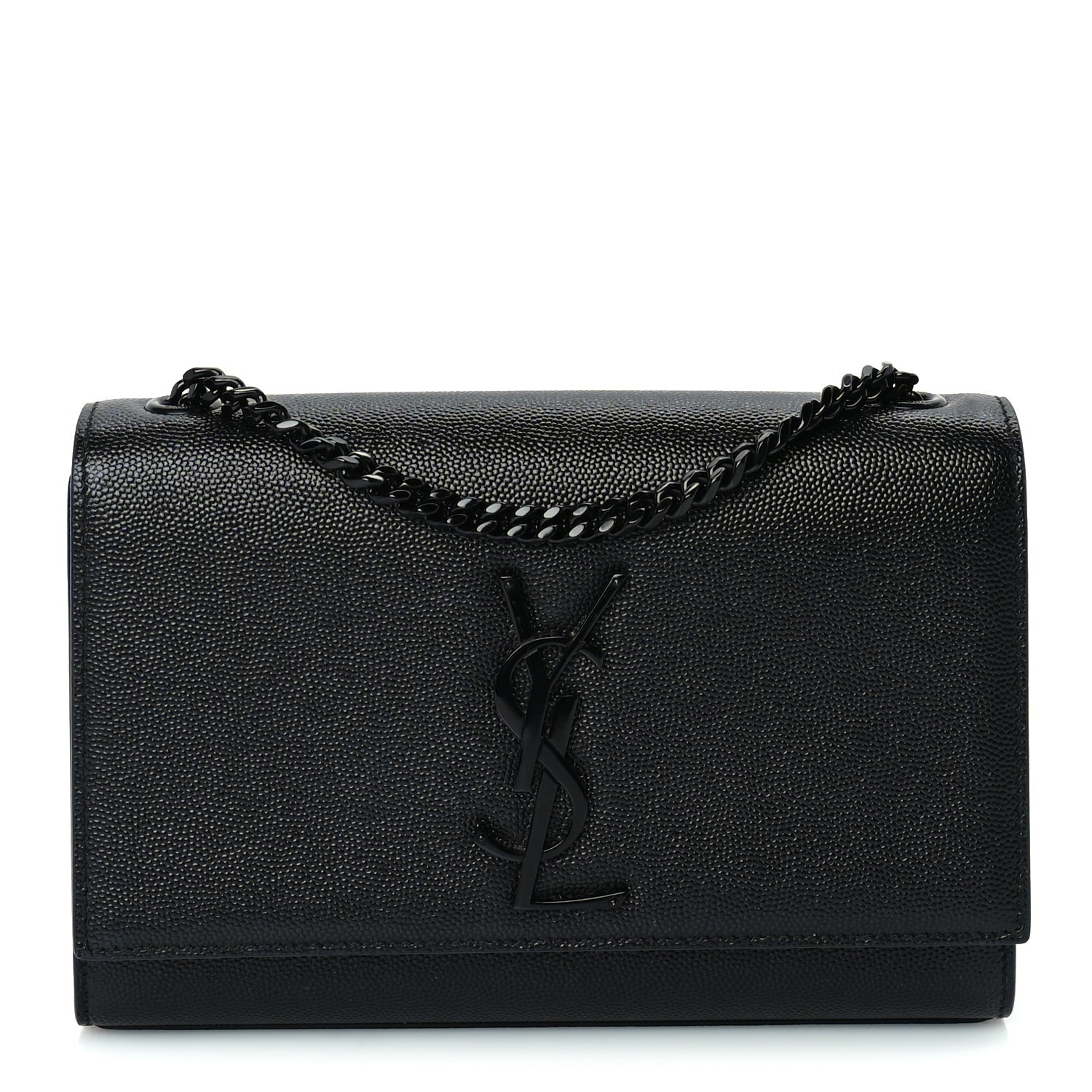 Saint Laurent Grain De Poudre Small Monogram Monochrome Kate Satchel  Black 1 of 8
