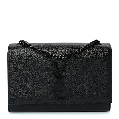 Saint Laurent Grain De Poudre Small Monogram Monochrome Kate Satchel  Black 1 of 8