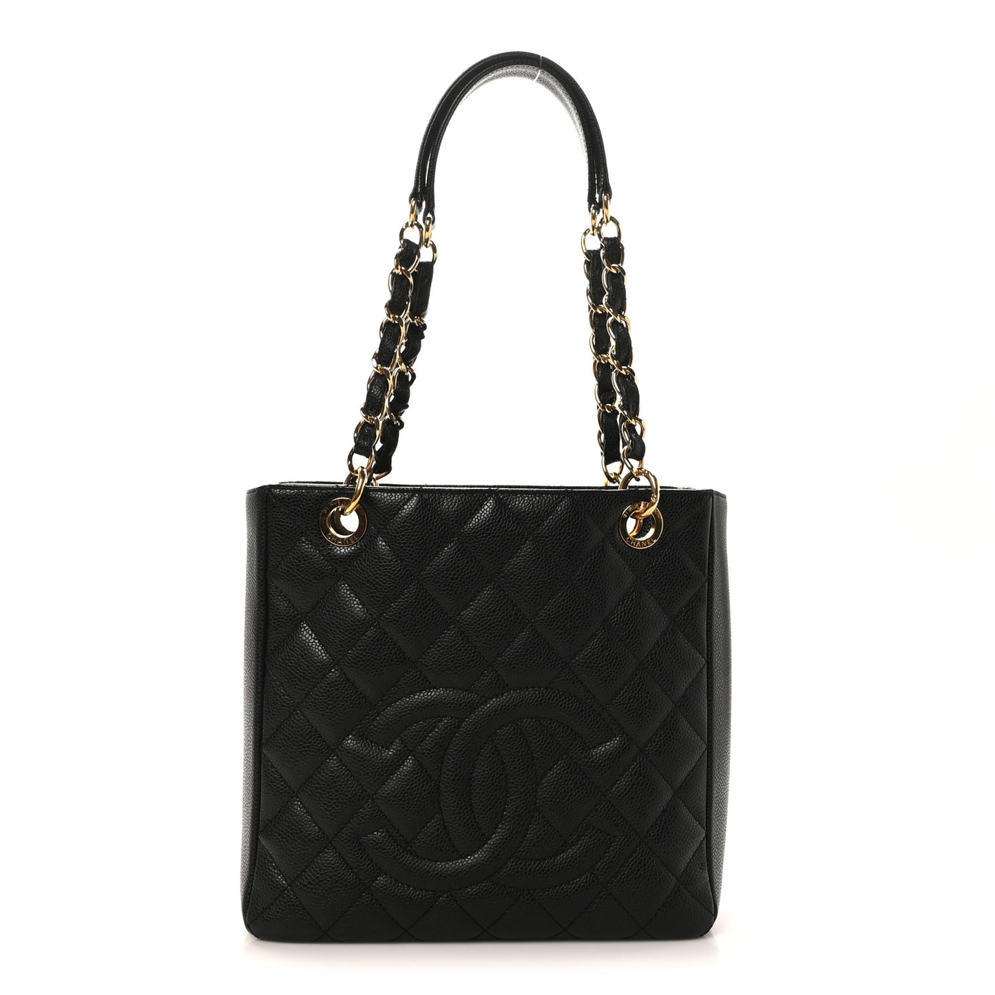 Caviar Quilted Petit Shopping Tote PST Black
