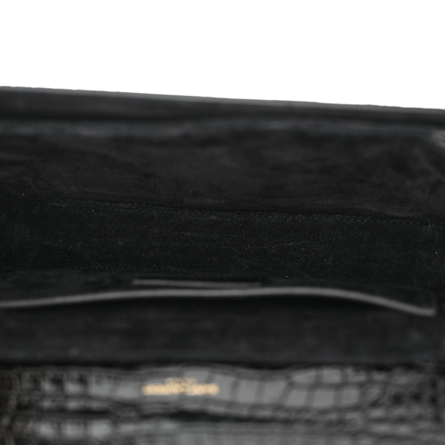 Saint Laurent Calfskin Crocodile Embossed Medium Bellechasse Satchel Black 5 of 13