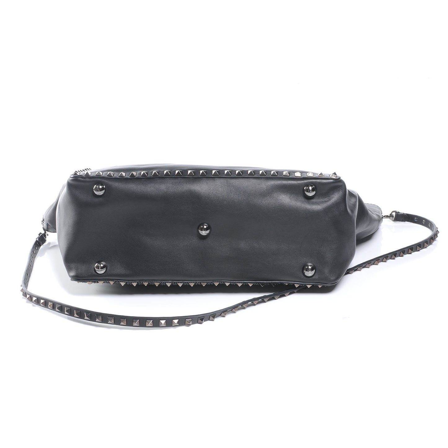 Vitello Crystal Medium Rockstud Tote Black