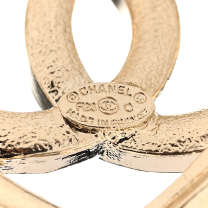 Chanel Metal Crystal CC Logo Open Heart Earrings Gold 4 of 5