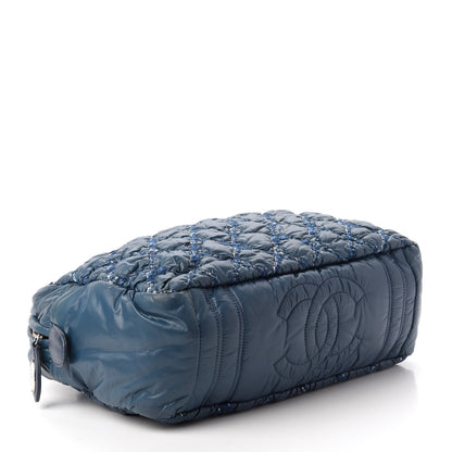 Chanel Nylon Quilted Tweed Stitch Bubble Camera Case Blue 4 of 11
