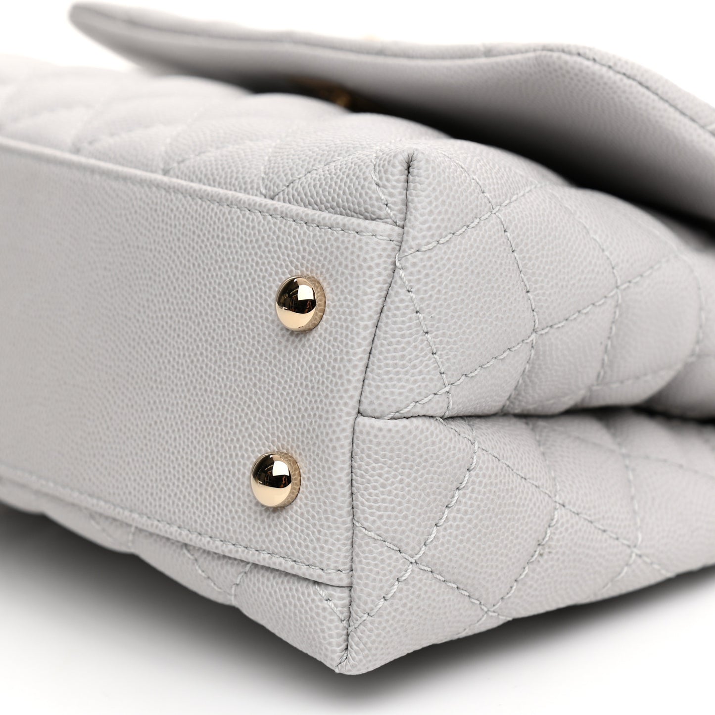 Caviar Quilted Mini Coco Handle Flap Light Grey