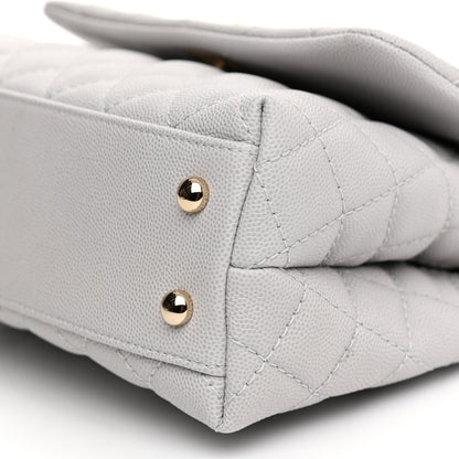 Chanel Caviar Quilted Mini Coco Handle Flap Light Grey 19 of 21