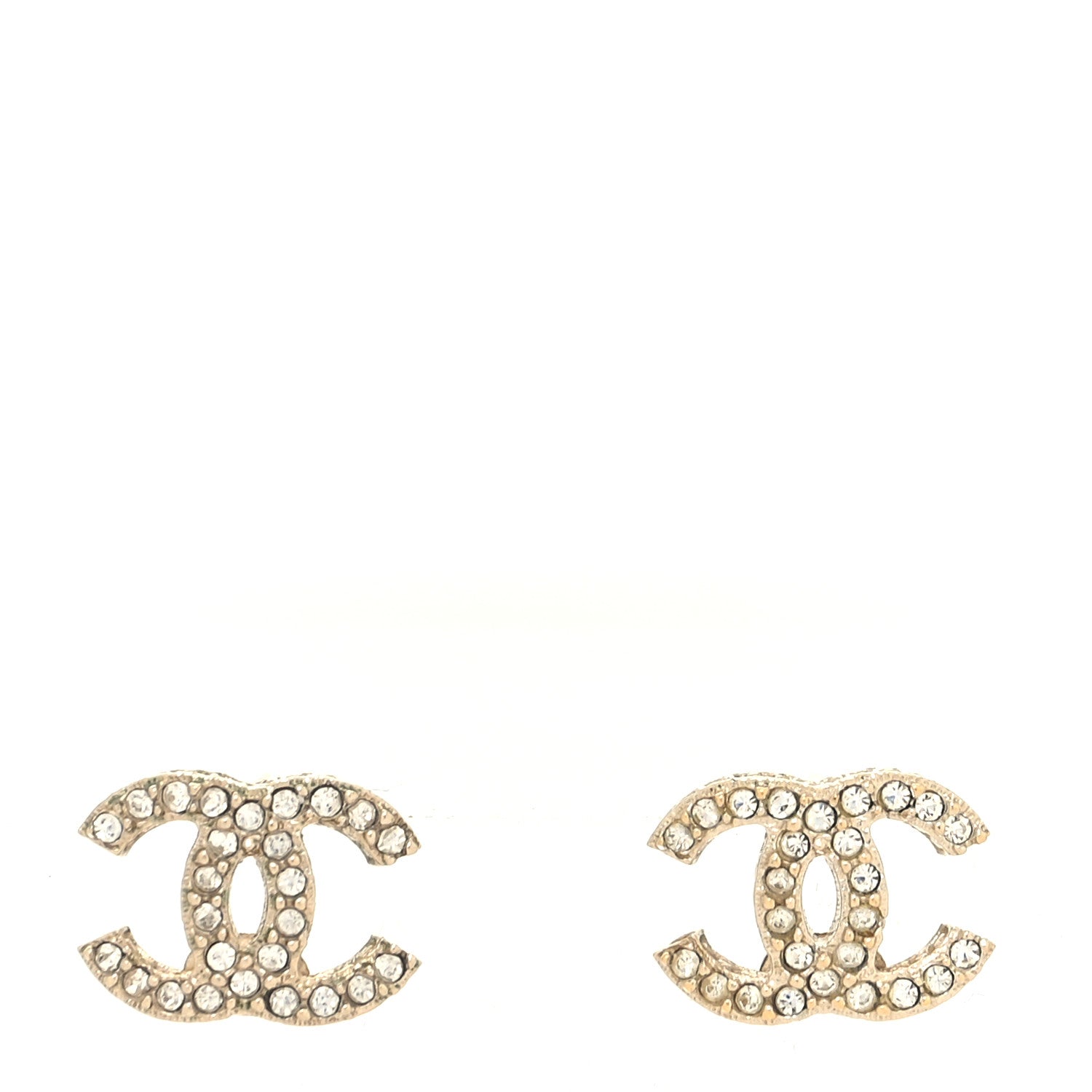 Chanel Crystal CC Earrings Gold 1 of 4