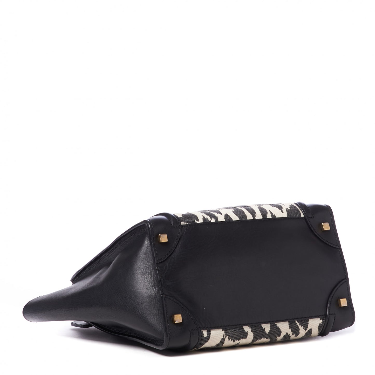 Canvas Smooth Calfskin Leopard Print Mini Luggage Black