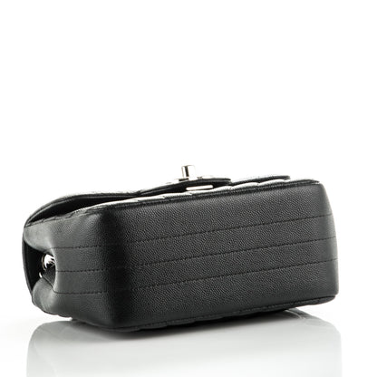 Chanel Caviar Chevron Quilted Mini Square Flap Black 4 of 8