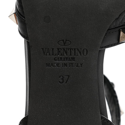Valentino Garavani Pebbled Calfskin Onyx Rockstud Rolling Ankle Strap 65mm Pumps 37 Black 6 of 10