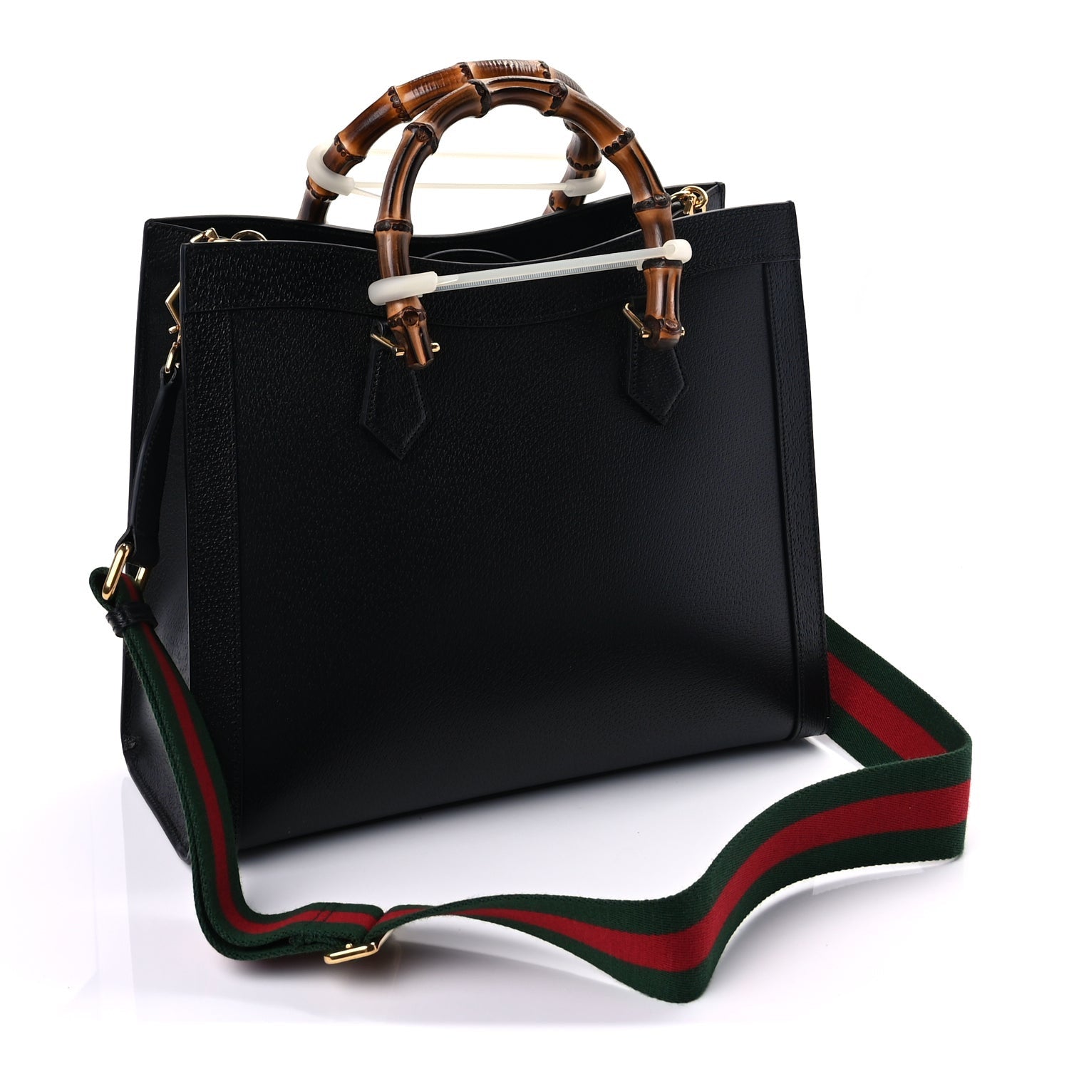 Gucci Textured Dollar Calfskin Large Diana Tote Bag Black 2 of 8