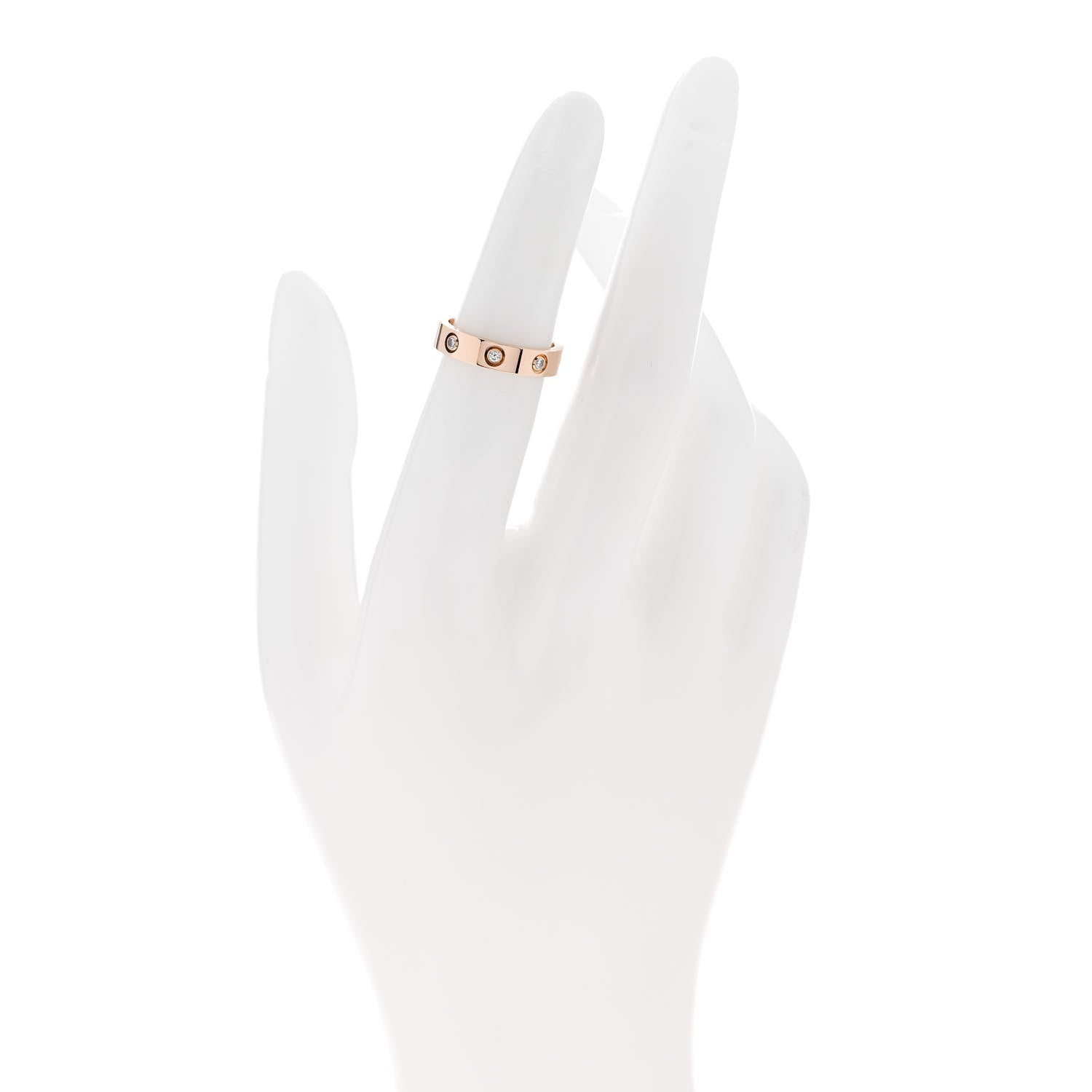 Cartier 18K Pink Gold 8 Diamond 4mm LOVE Wedding Band Ring 48 4.5 2 of 6