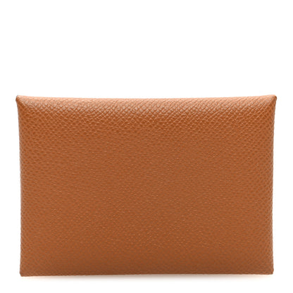 Hermes Epsom Calvi Duo Card Case Gold 1 of 8