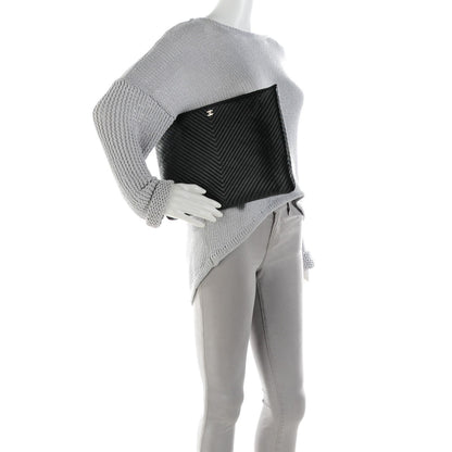 Chanel Caviar Chevron Large Cosmetic Case Black 2 of 7