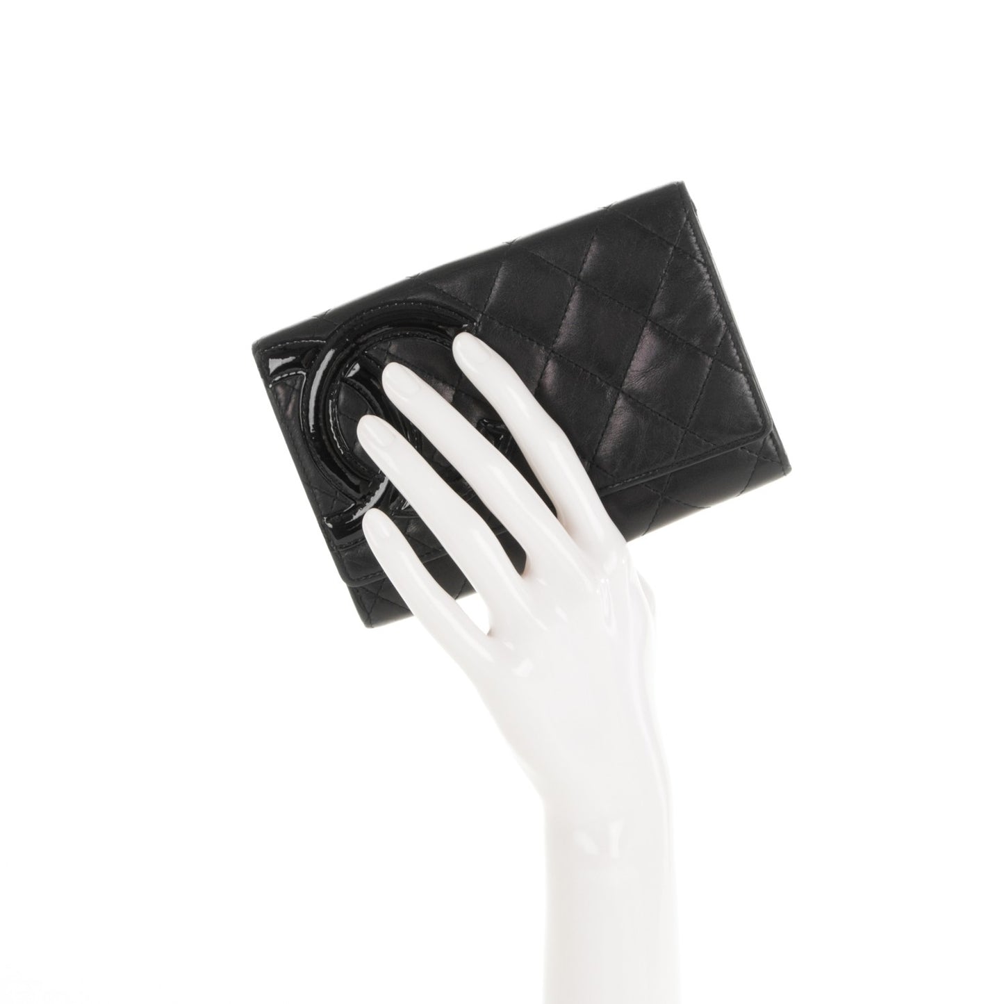 Calfskin Quilted Cambon Flap Wallet Black