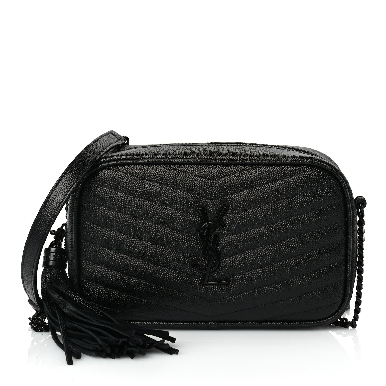 Saint Laurent Grain De Poudre Matelasse Monochrome Monogram Mini Lou Camera Bag Black 1 of 8