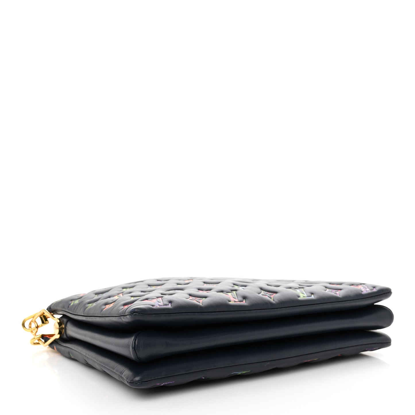 Lambskin Embossed Monogram LV Garden Coussin MM Navy Blue