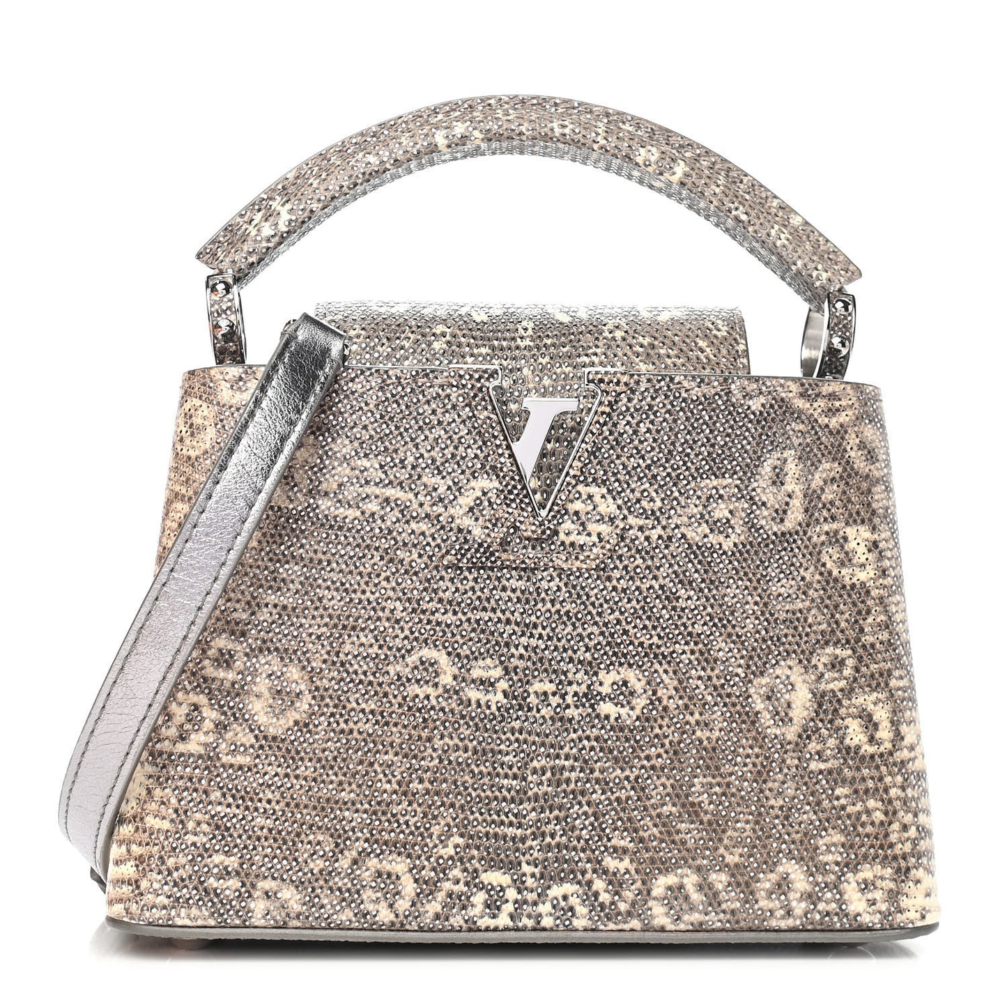 Lizard Mini Capucines Argento