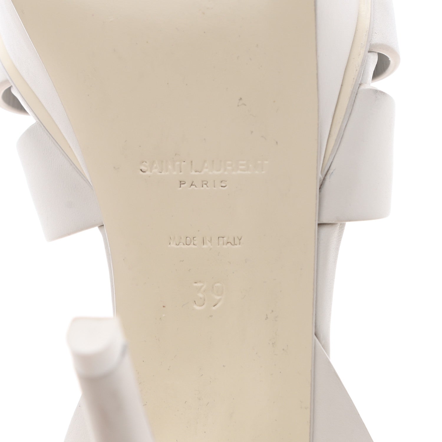 Saint Laurent Calfskin Tribute 75 Platform Sandals 39 White 6 of 10
