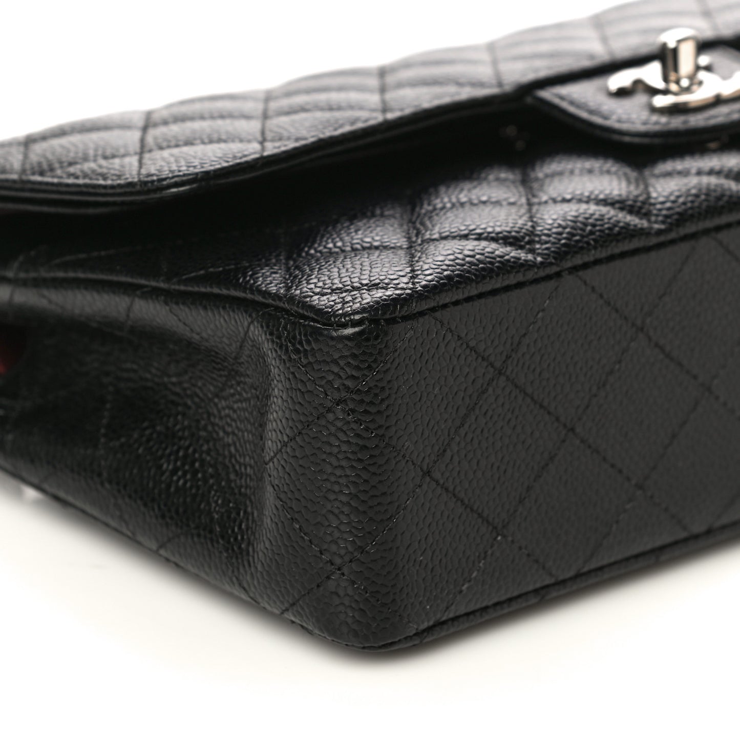 Caviar Quilted Medium Double Flap Black