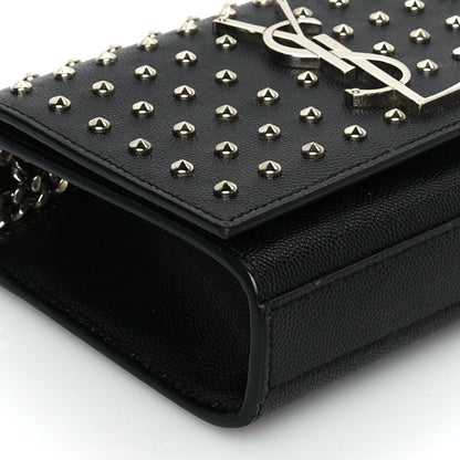 Saint Laurent Grain De Poudre Studded Small Classic Monogram Kate Satchel 7 of 8