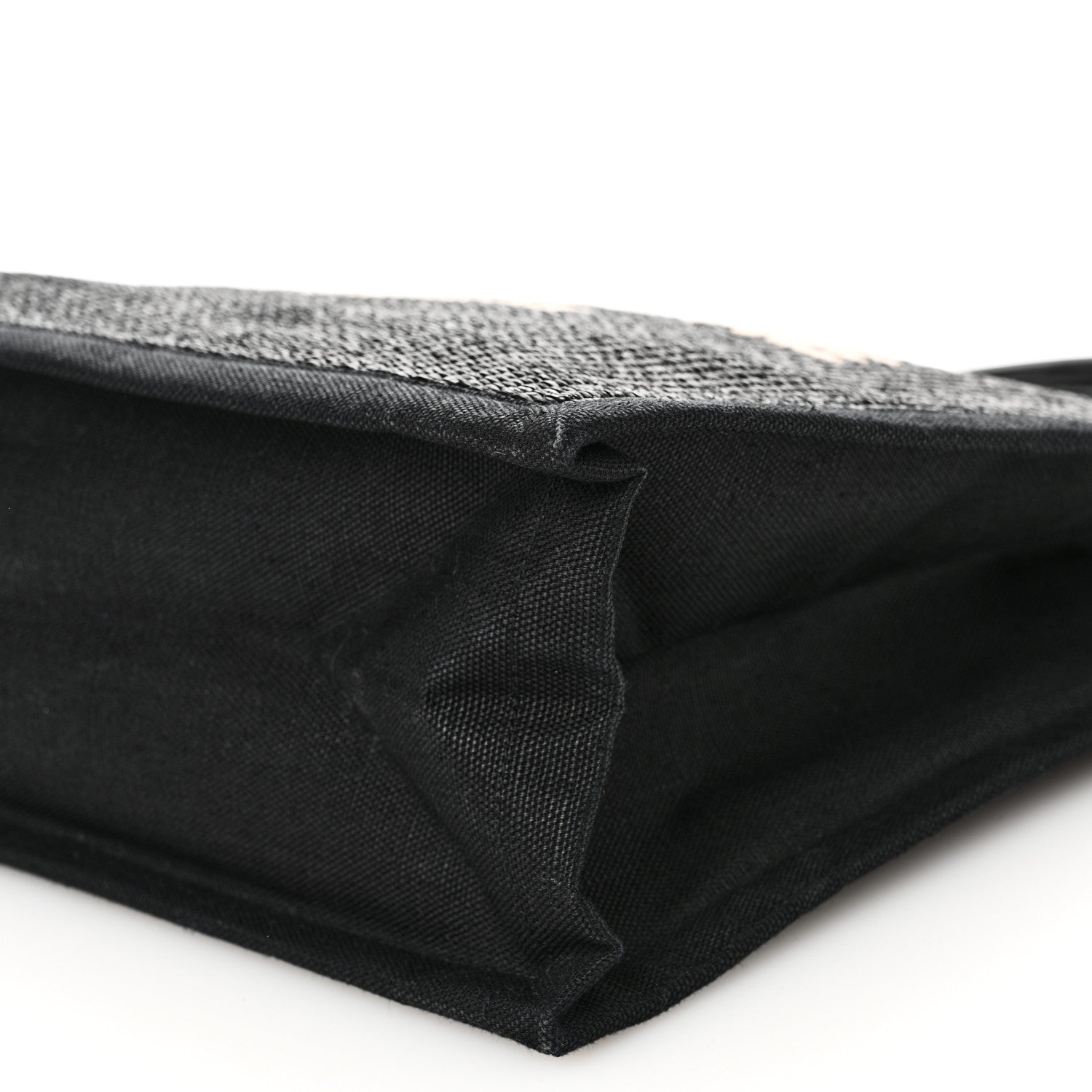 Saint Laurent Raffia Linen Calfskin Rive Gauche Tote Black 10 of 10