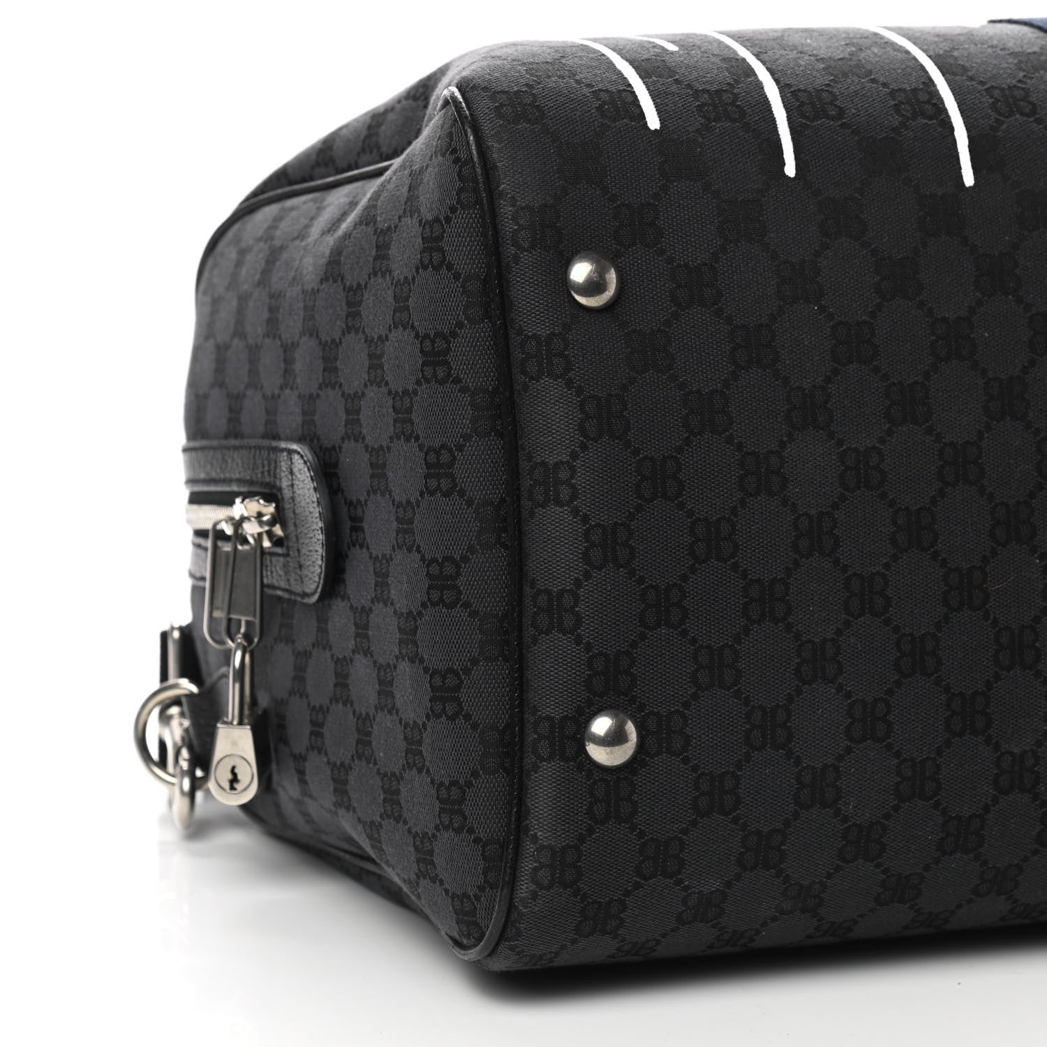 Gucci X BALENCIAGA BB Monogram Web Graffiti Medium Ophidia Carry-On Duffle Bag Black 5 of 9