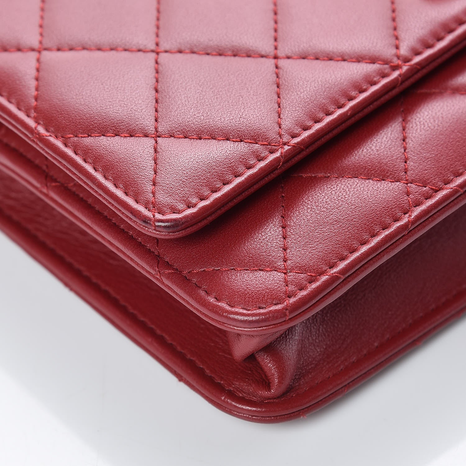 Chanel Lambskin Quilted Trendy CC Wallet On Chain WOC Dark Red 12 of 14
