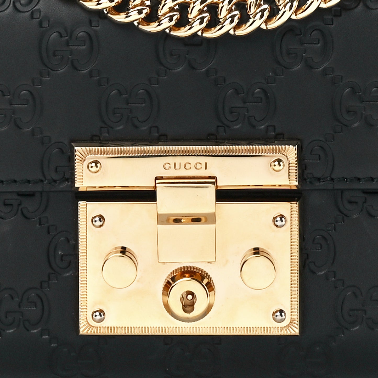 Guccissima Small Padlock Shoulder Bag Black